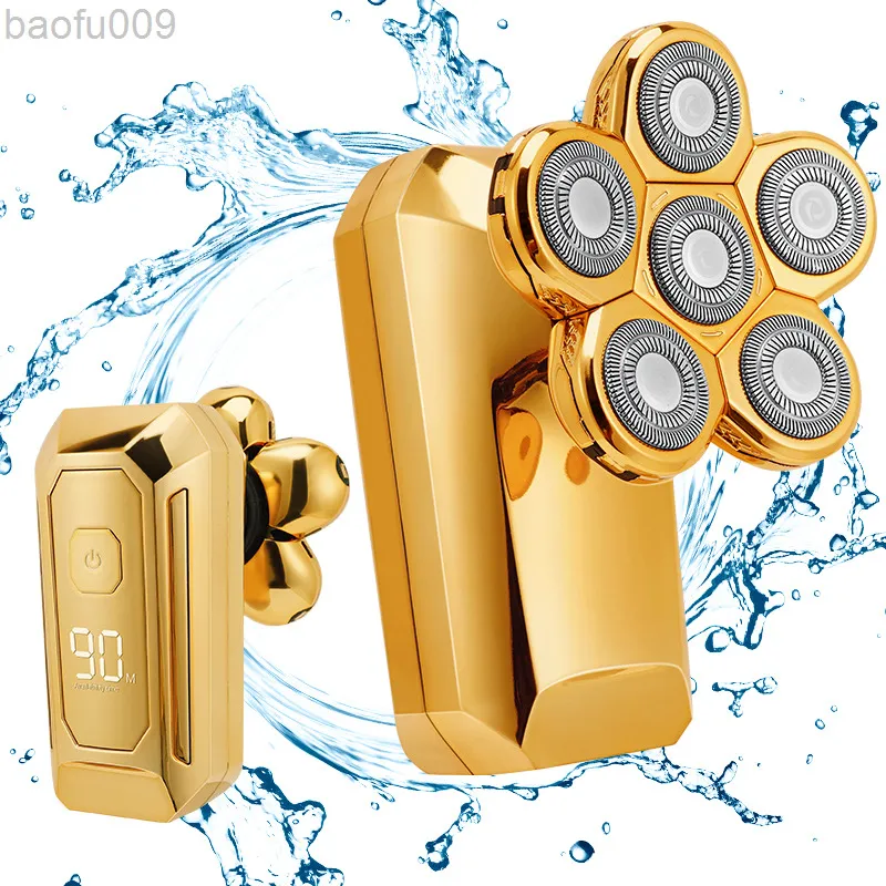 Electric Shaver For Men Wet And Dry 6 Blade Head 4D Waterproof Razor ...