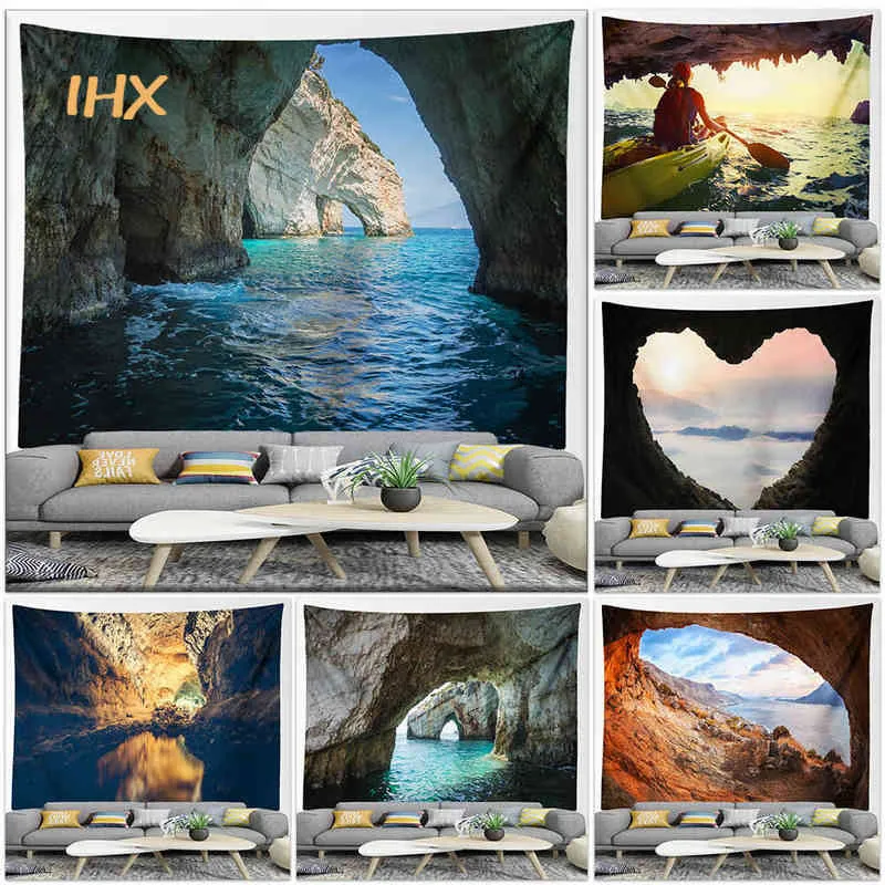Гобелен океанская пещера настенные коврики каваи декор комнаты хиппи Бохо природное пейзаж c
