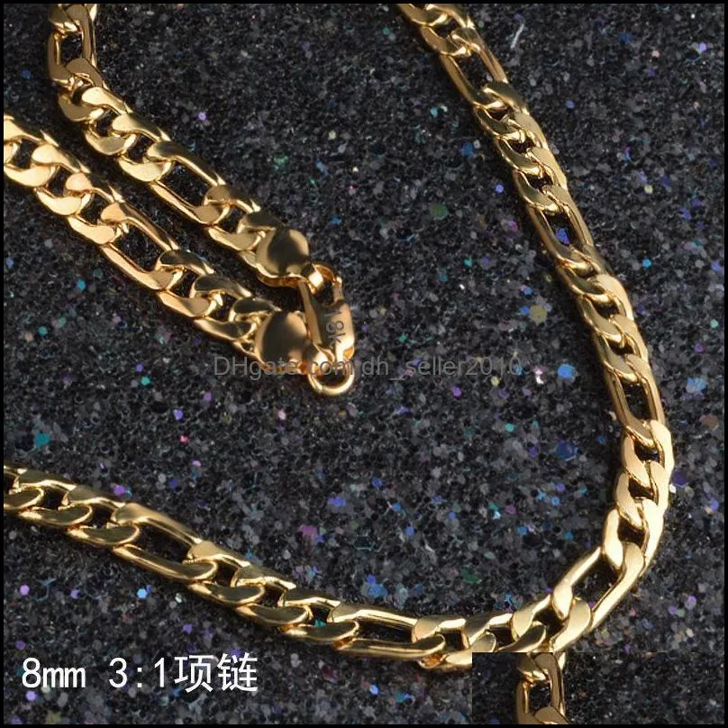 gold bracelet men 3:1nk chic bracelet explosion models 18k gold plating copper jewelry electroplating figaro 8mm mens bracelets