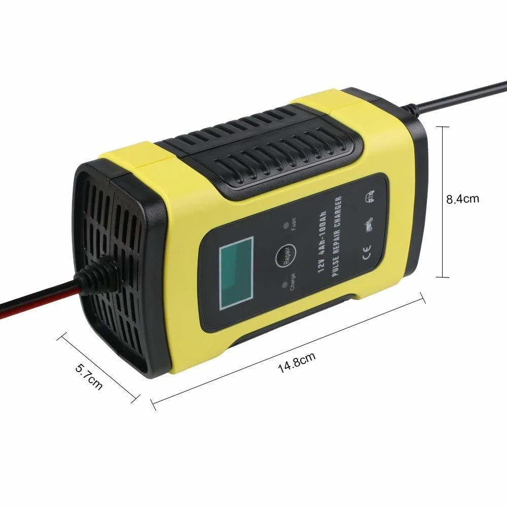 12V 6A 전체 자동 자동차 배터리 충전기 전원 펄스 수리 충전기 젖은 건조 리드 산성 디지털 LCD 디스플레이