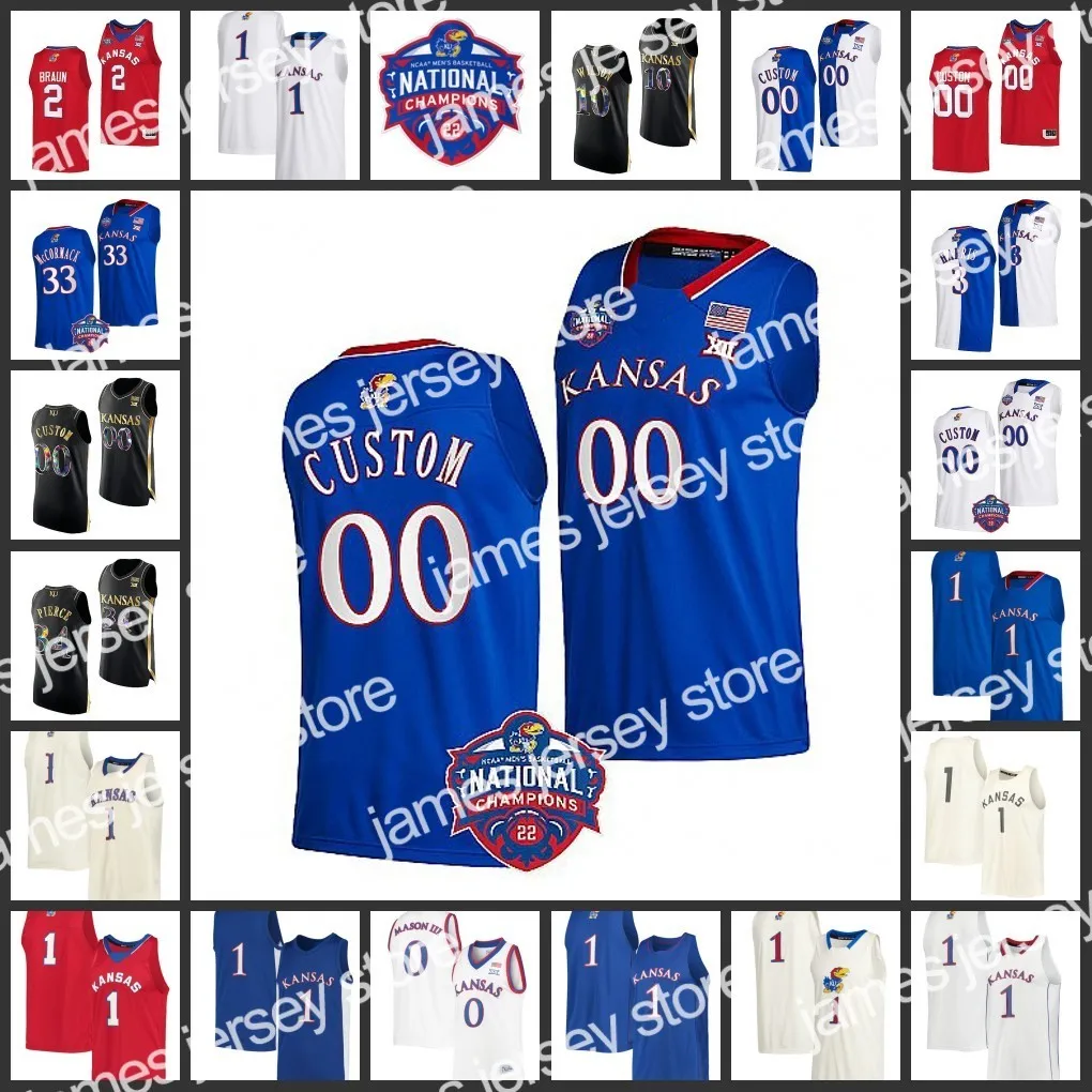 Jam Jam 30 Ochai Agbaji Basketball Jersey 2022 NCAA Final Four Custom KU Kansas Jayhawks