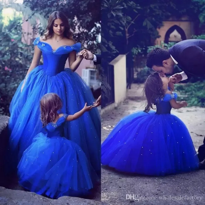 Royal Blue Toddler Flower Girls Dresses For Weddings Short Sleeves Girl Birthday Party Dress Ball Gown Little Girls Pageant Wear BA3927