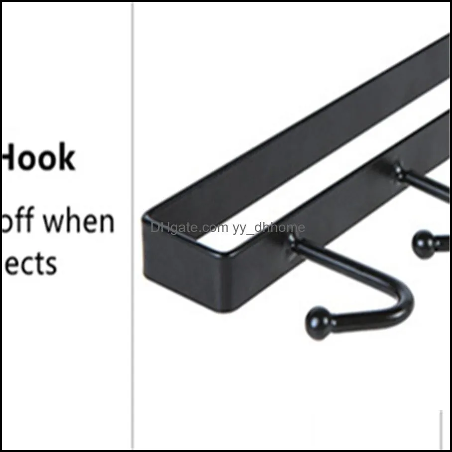 Iron 6 Hooks Storage Shelf Wardrobe Cabinet Metal Under Shelves Mug Cup Hanger Bathroom Kitchen Organizer Hanging Rack Holder