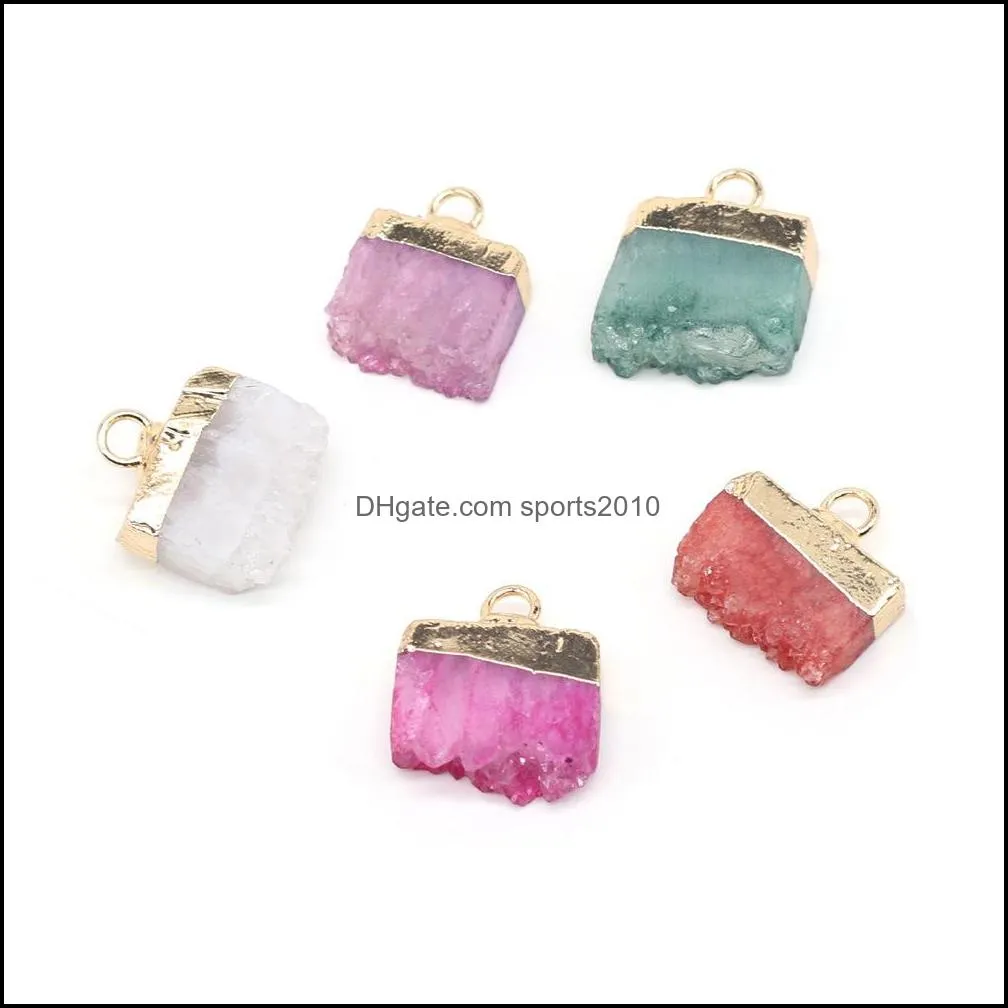 irregular cluster druzy drusy charms quartz healing reiki crystal pendant diy necklace earrings women fashion jewelry findi sports2010