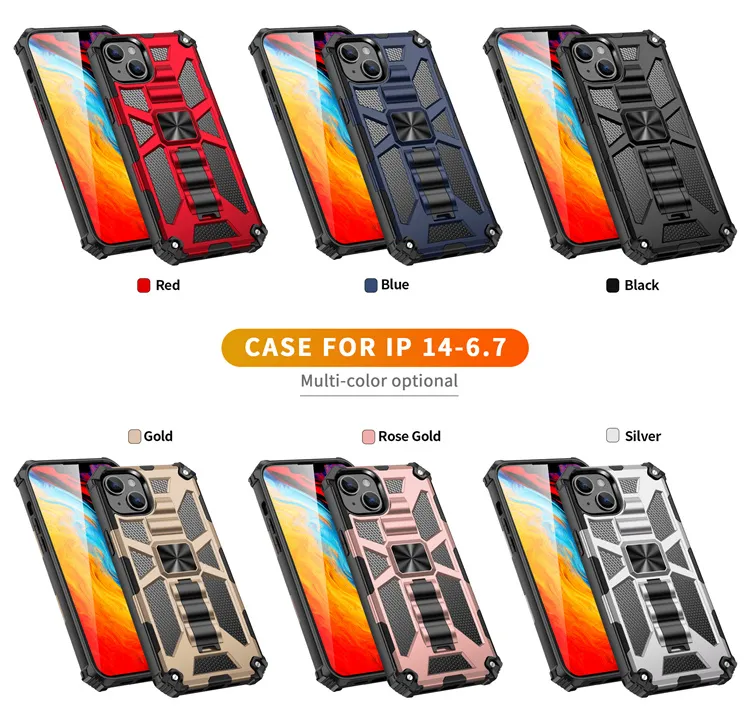 Cell Phone Cases For iPhone 14 Pro Max 13 12 11 XR XS 7 8 Plus MaxHybrid Armor Invisible Kickstand Magnetic Shockproof Back Cover D1