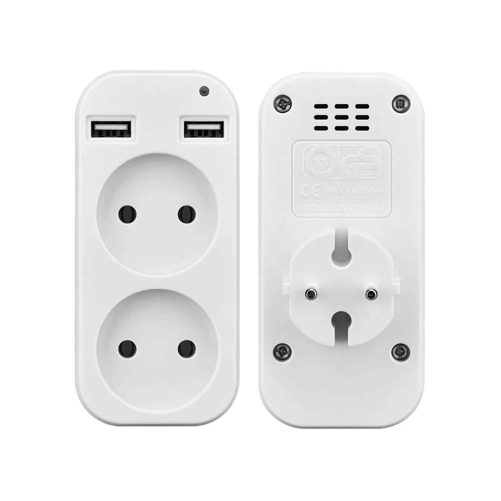 Adaptateur de prise murale, double prise pour charge de téléphone, 2 ports USB 5V 2A, prise électrique Usb Z1-10