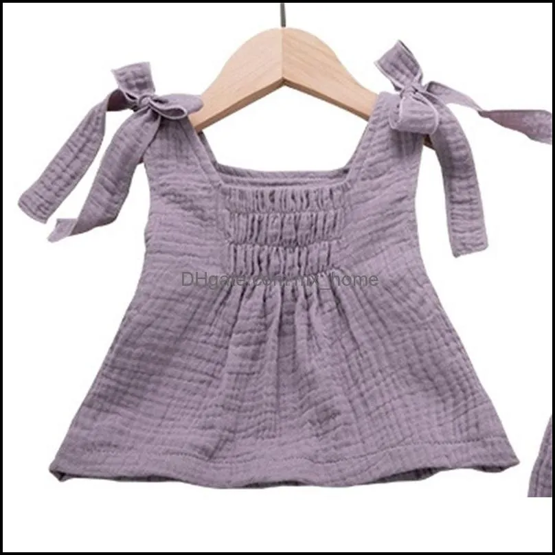 baby clothes girls sleeveless sling vest tops  shorts 2pcs set ruffle children outfits boutique kids clothing 3 colors 3091 q2