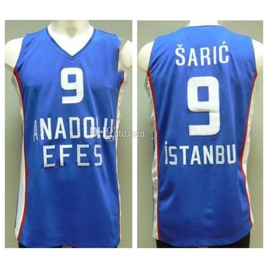 Dario Saric #9 Anadolu Efes Istanbul Retro Stitched Basketball Jersey  Custom Name Number