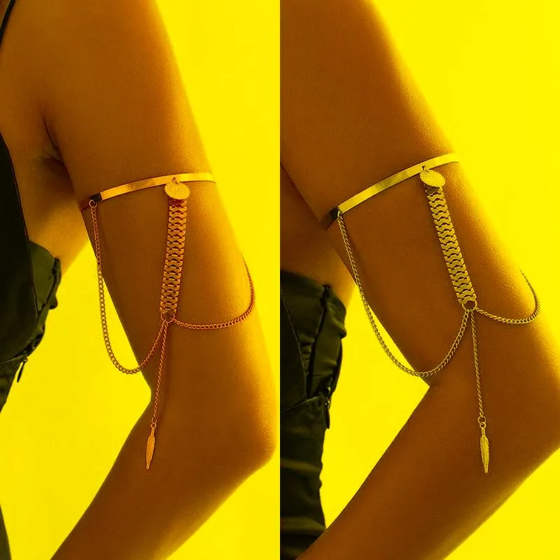 Bangle Silver Gold Fashion Jewelry Adjustable For Women Girls Upper Arm Cuff Minimalist Tassel Armband BraceletBangle