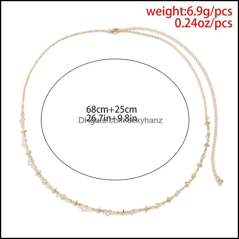 Wind versatile metal chain Belly Chains female creative sexy cold vacation inlaid with rhinestone geometry Body Jewelry panties Design Retro Metal