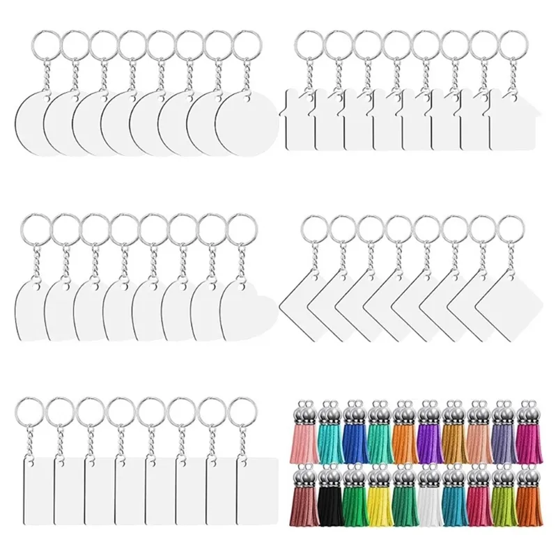 160Pcs Set Blank MDF Thermal Transfer Board Subl Printing Keyring Keychain for Heat Press Machine Creative Gift 220516