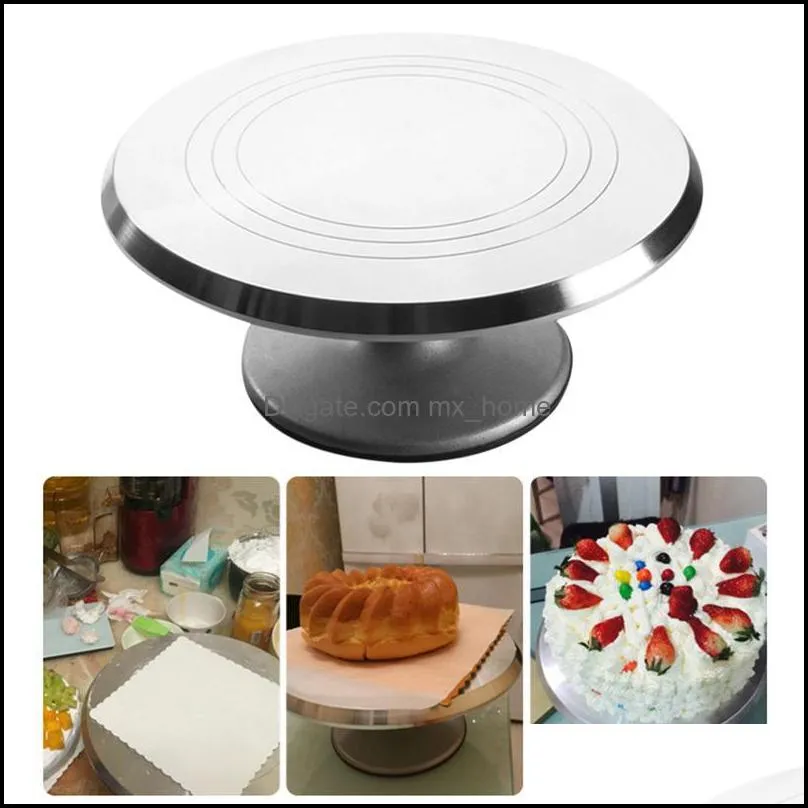 pcs aluminium alloy revolving cake stand 12 inch rotating turntable for cupcake decorating supplies tb sale baking & pastry tools