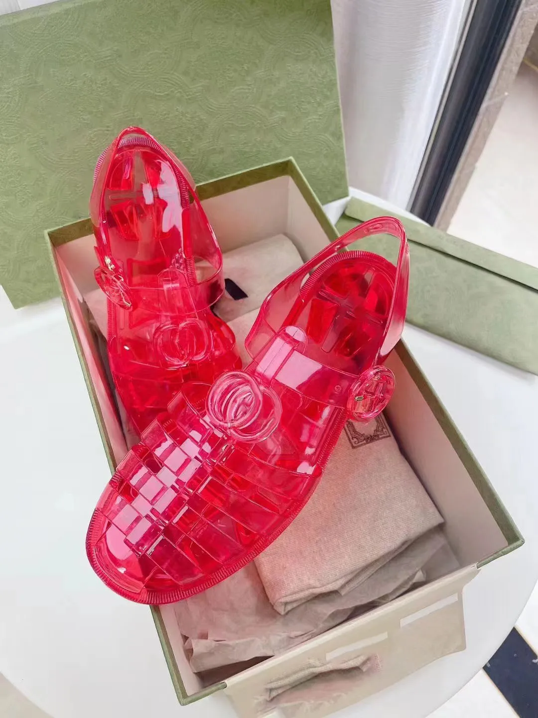 2022 New European Style Pvc Clear Shoes Womens Sandals Fashion