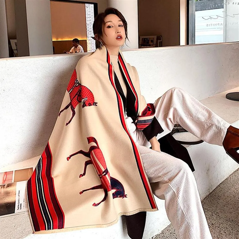 Scarves Cashmere Scarf Women Winter Brand Shawls Wraps 2021 Designer Carriage Printed Lady Thick Warm Blanket Female Stoles262O