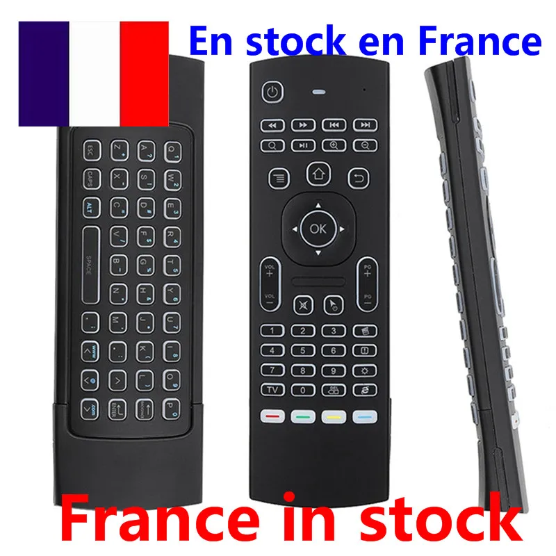 France en stock mx3 Air Fly Mouse rétro-éclairage 2.4GHz clavier sans fil télécommande pour android tv box