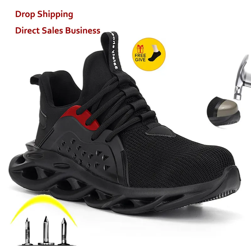 Drop Lightweigh Stalen Neus Mannen Veiligheidsschoenen Werk Sneakers Vrouwen Laarzen Plus Size 36-48 Ademend Outdoor XPUHGM merk 220411