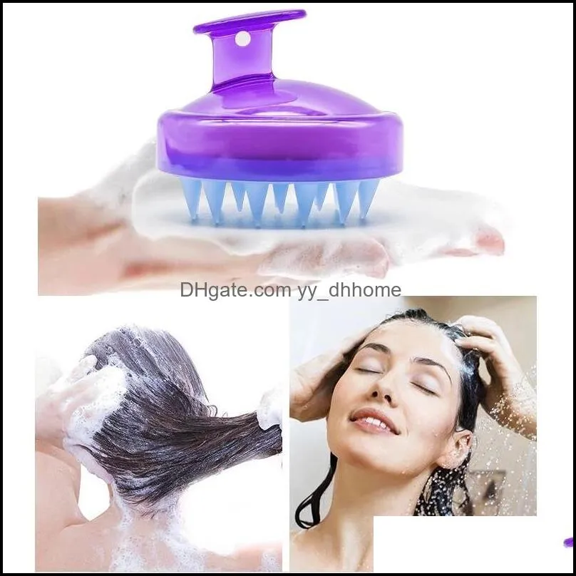 silicone shampoo brush shampoos scalp massagebrush hair washing comb body bath spa slimmingmassage clean brushes scrubbers wll276