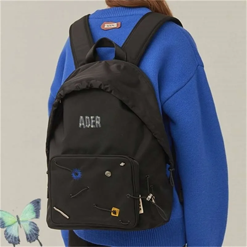 SS Ader Ошибка рюкзаки Мужчины женщины 11 Высококачественная наклейка мешка шнурки металлическая молния внутри Adererror Mark Bags 210929