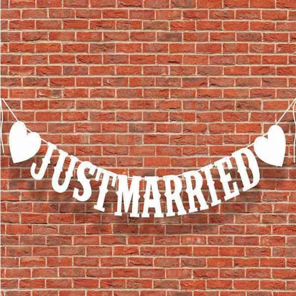 Just Married Happy Birthday Bunting Banner Letter Hanging Garlands Pastel String Flags Baby Shower Party Wedding Decor