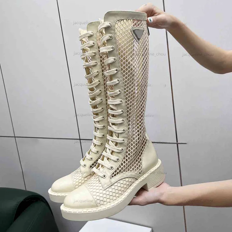 Women s Summer Sexy Real Leather Motorcycle Boots Hollow Knee High Thick Heel Platform Sandals White Black 2024