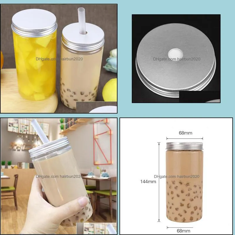 saucers Clear Plastic Travel Mug Sealable Lid Reusable Eco Boba Mug