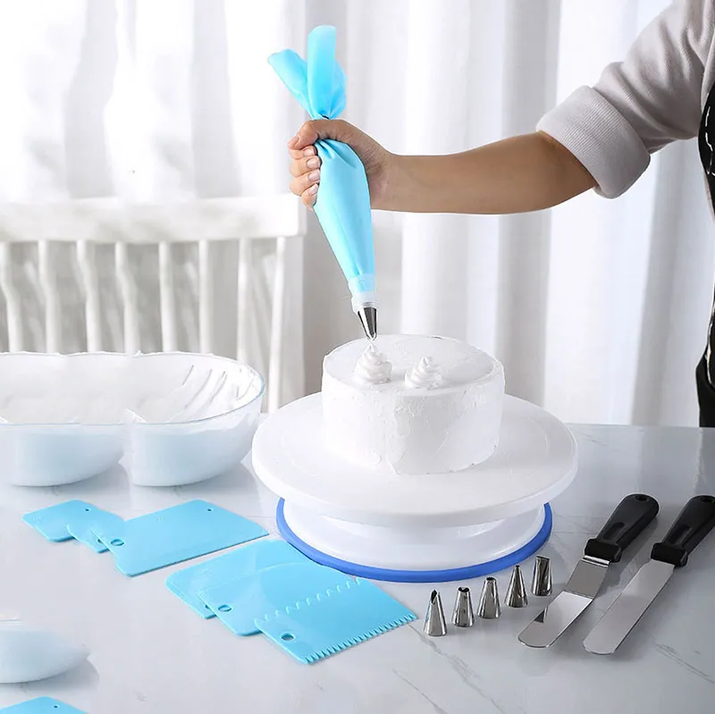 Tårta gör-det-själv-verktyg Plast Roterande tårta Dekorera bord Kakor Skivbord Tårtmakare Bakverktyg ZL0988sea