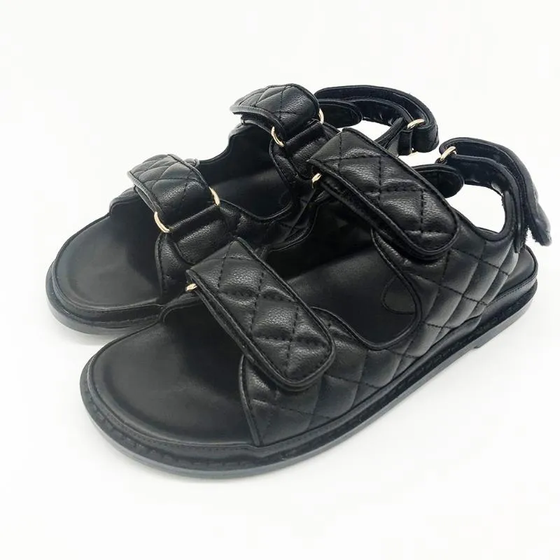 Sandales Mode En Cuir Véritable D'été À Bout Ouvert Chaussures Dames Pour Femmes Pantoufles À Carreaux En Plein Air GiftSandals