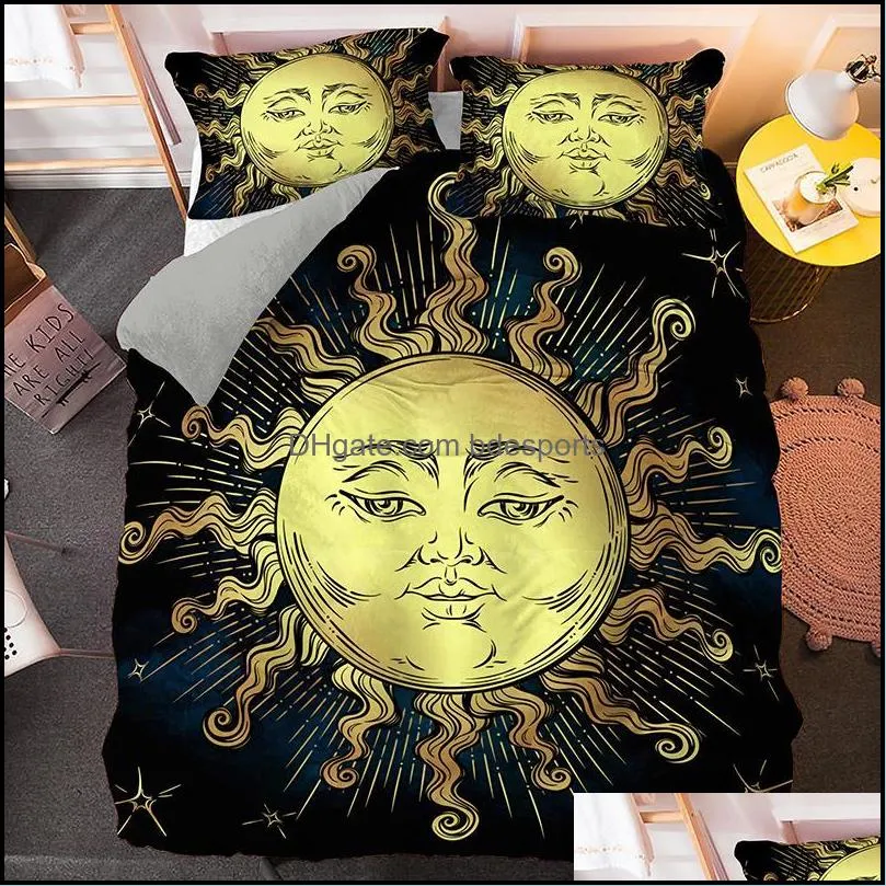 Bedding Sets Nordic Style Comforter Twin/Queen/King Size Moon&Sun Pattern Duvet Cover Pillowcase Woman Adult Bedclothes