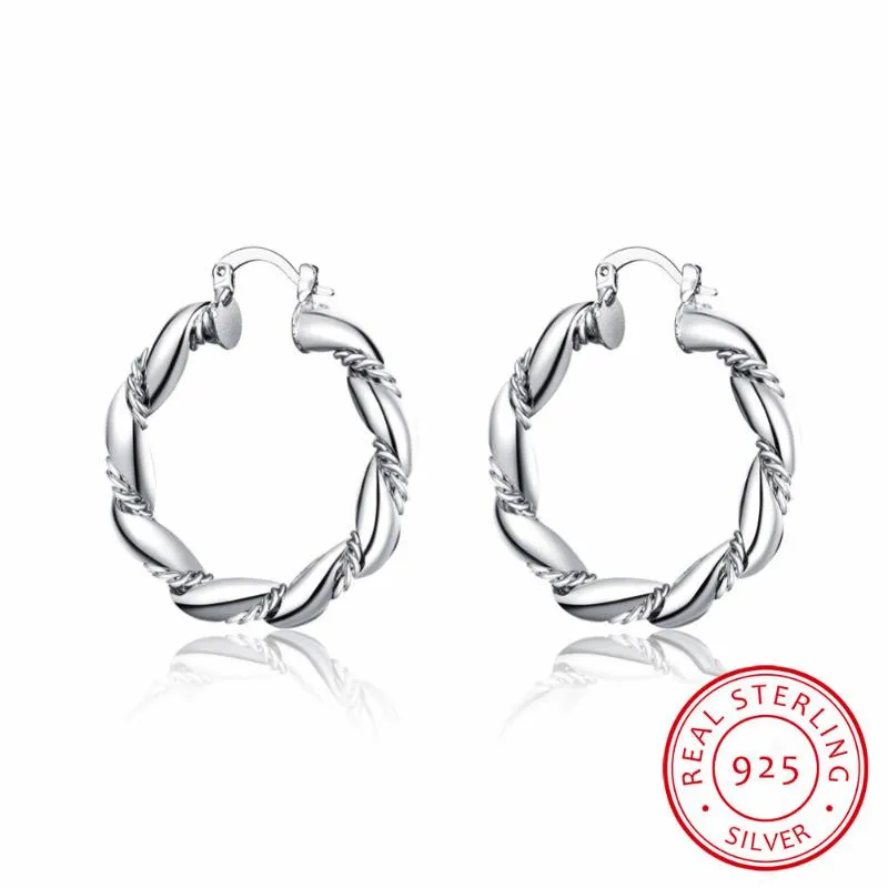 Hoop & Huggie Lekani Minimalist Design Twist Personalise Earrings Genuine 925 Sterling Silver For Women Party Charm Fashion Jewelry GiftHoop