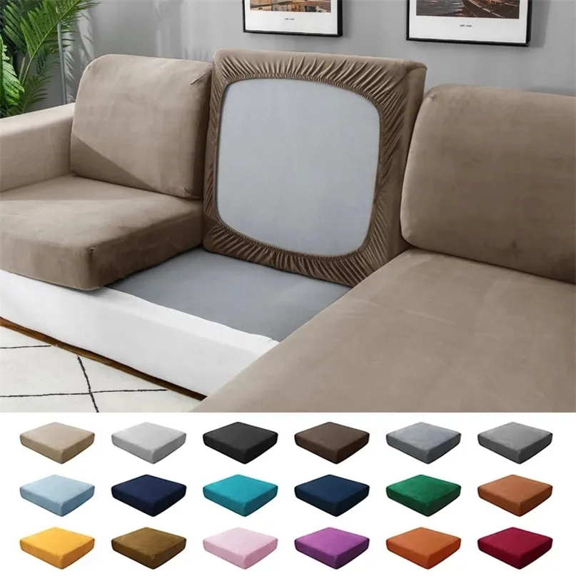 20 couleurs unies velours épais housses de siège de canapé coussin en peluche housse élastique tout compris housse de canapé salle à manger 220615
