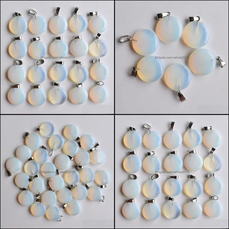 natural stone charms round shape pendant opal pendants chakras gem stone fit diy earrings necklace making assorted