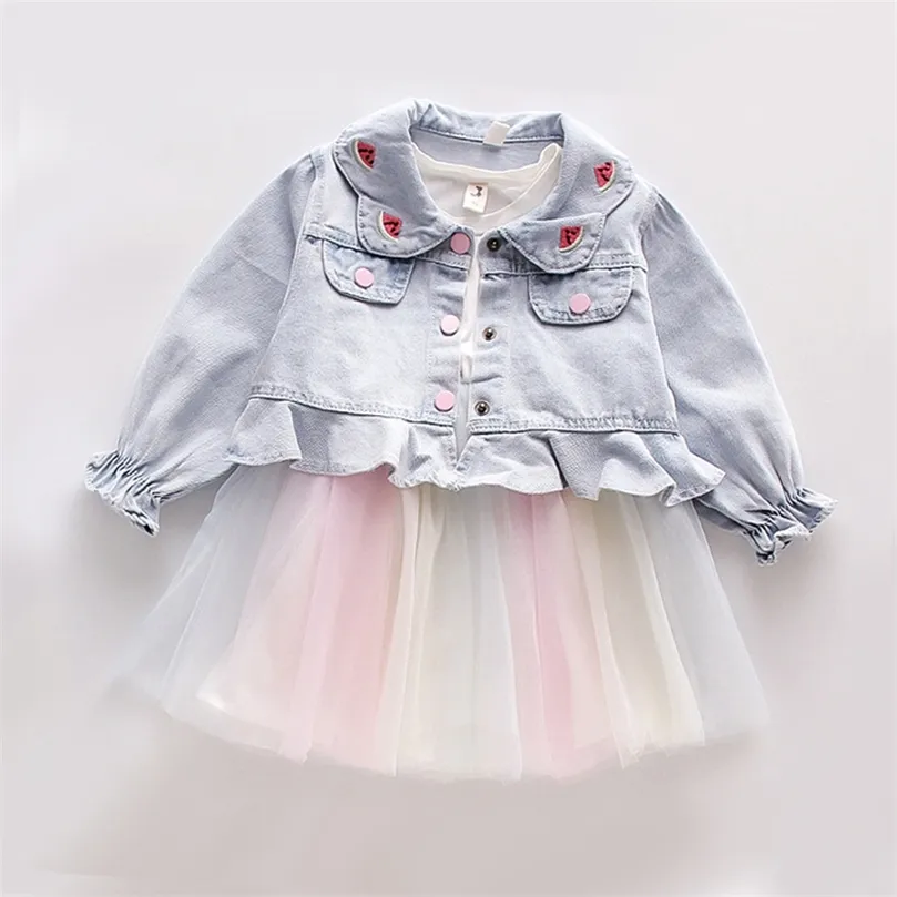 Moda 0- Vestido de bebê para menina Jacket Galze Dress Spring Autumn Autonable Fluffy Princess Dress LJ201223