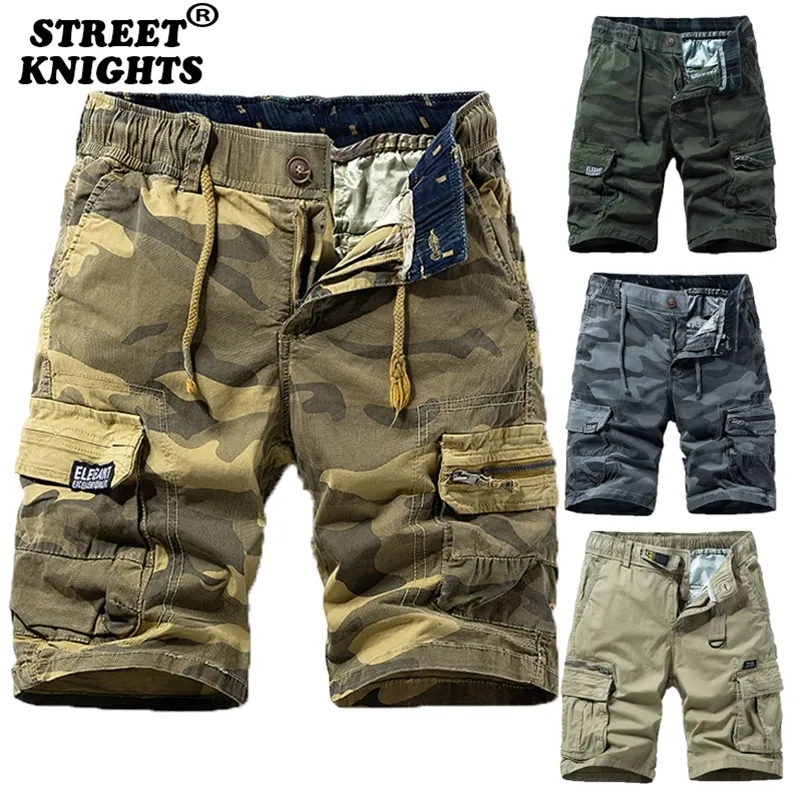 Summer Men, algodão Cargo Camuflage Shorts Caso Casual Brieche Bermuda Beach Jogger Male Drop 220715