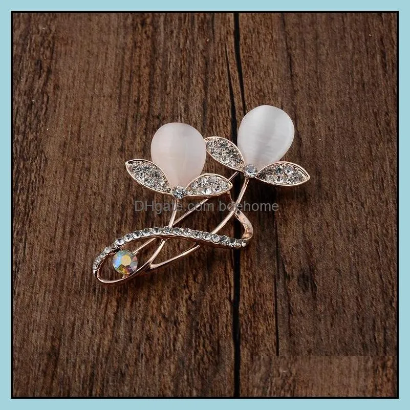 CR Jewelry New European version of opal brooch popular Lily pin female fashion creative clothing accessories manufacturers wholesale