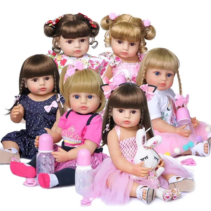 NPK 50 cm Full Body Soft Silicone Sweet Face Reborn Toddler Baby Girl Doll Birthday Christmas Gift High Quality 220505