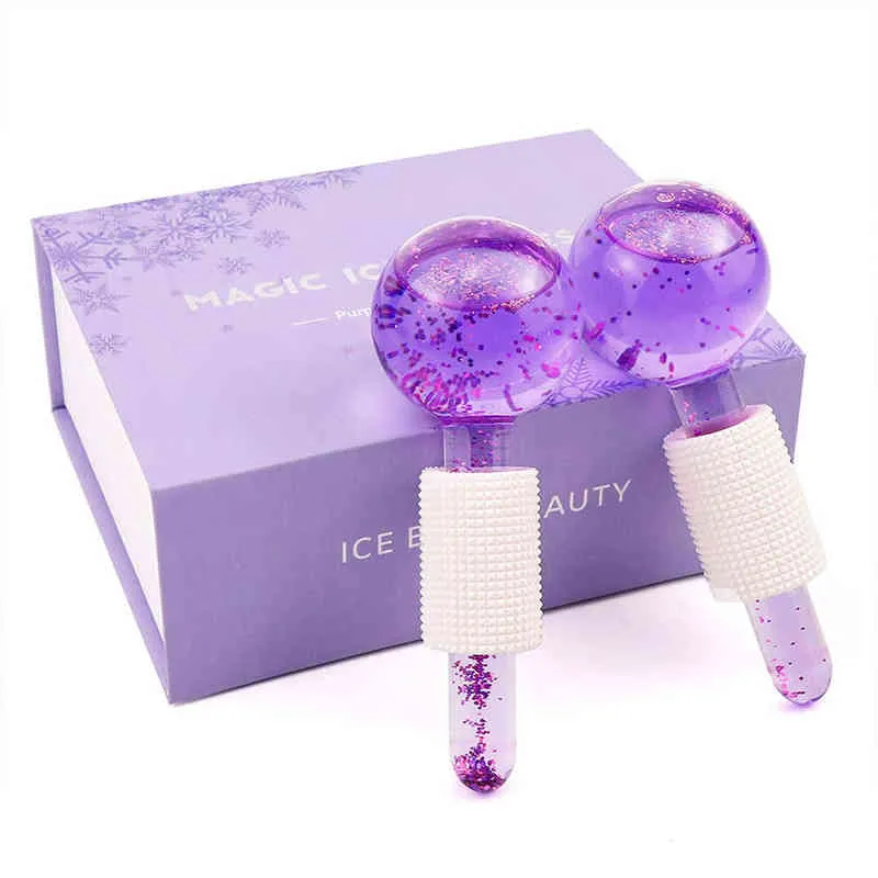 Facial Ice Globe 2PC Roller for Cold Or Hot Skin Massagers For Face and Eye Rollers Reduce Puffiness Beauty Salon Use220429