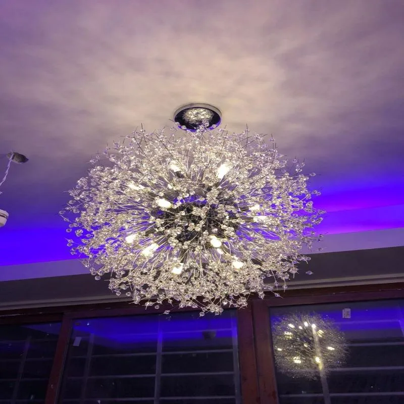 Pendant Lamps Nordic Post-modern Luxury Chandelier Crystal Snow Ball Personality Art Dandelion Restaurant Clothing Store LightsPendant