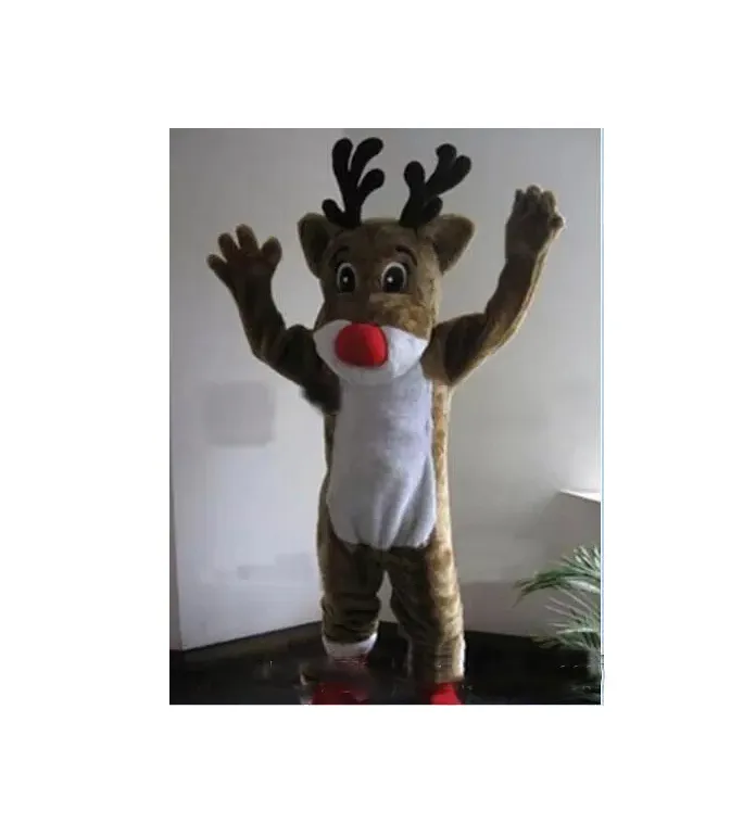 High quality hot EMS Rudolph Reindeer Mascot Costume Classic Cartoon Costumes Adult Size