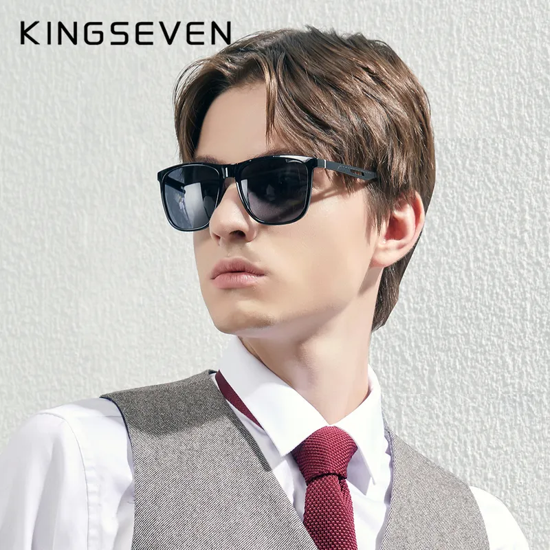 Kingseven Boutique TR90フレームアルミニウムメンズサングラス偏光女性四角い色合いUV400 D SOL 220511