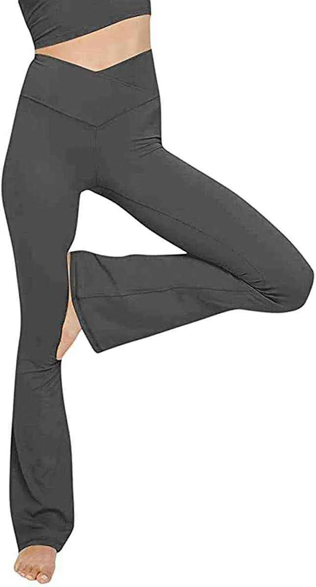 Yoga Women Casual V Crossover High Wand Flare Leggings Sport Sport Bootleg  Work Pants Daily Fitness Gym LL De $130,86