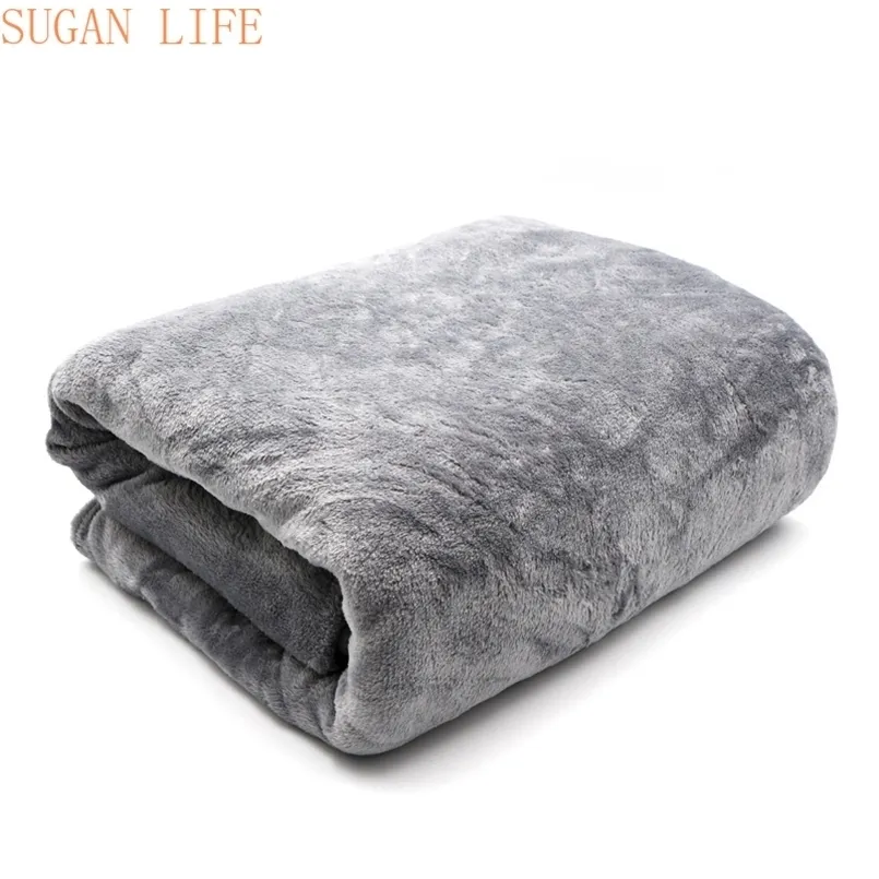 Light Thin Mechanical Wash flannel Blanket Plaids super warm soft blankets throw on SofaBed Travel patchwork solid Bedspread 220811