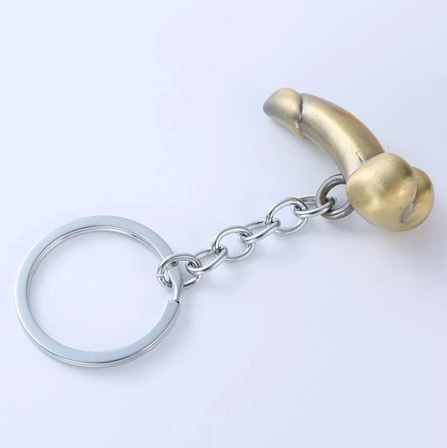 Alliage de zinc mâle pénis pendentif porte-clés porte-clés en métal porte-clés hommes blague sexe drôle porte-clés breloques pendentifs 3 couleurs