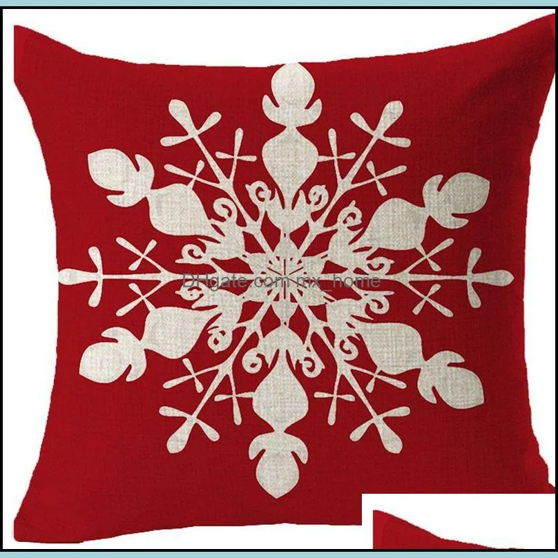 45*45cm Christmas Snowflake Cushion Covers Linen New Year Home Sofa Throw Pillow Case Christmas Decoration Pillow Cover Party Supplies