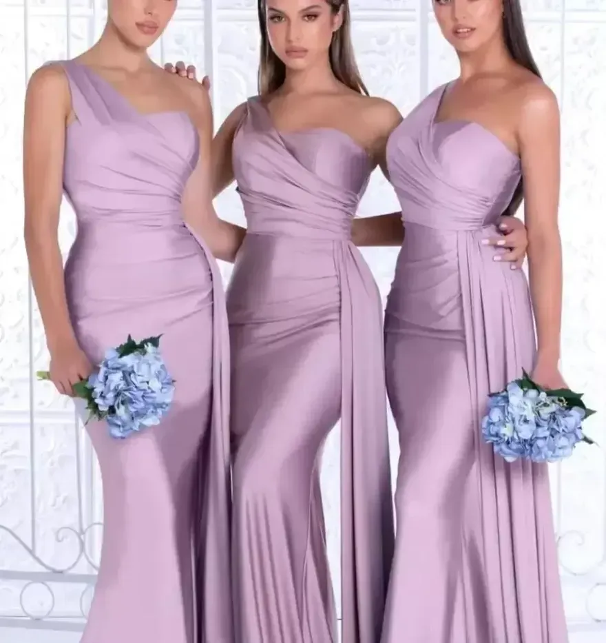 Corar rosa africano um ombro sereia de dama de honra vestidos de casamento vestidos de convidado júnior vestido de fita de fita da fita bc12587 0726