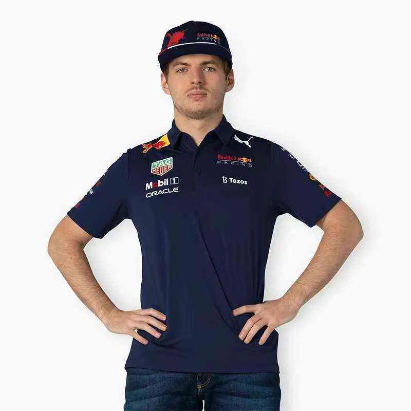 Red Color Bull Racing 2022 Team Polo Shirt Uniform Max Verstappen Formel 1 Officiell Kit F1 Fan Party Plus Sizess012281J