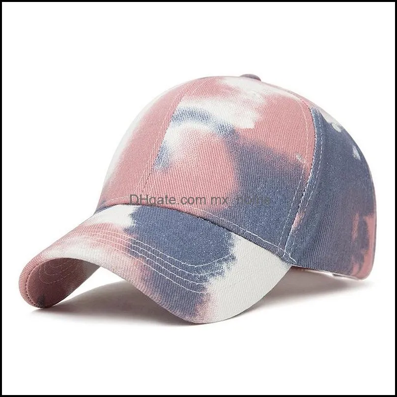tie dye baseball cap unisex cotton adjustable visor ponytail caps summer outdoors fashion colored sun hat teenage graffiti pony hats