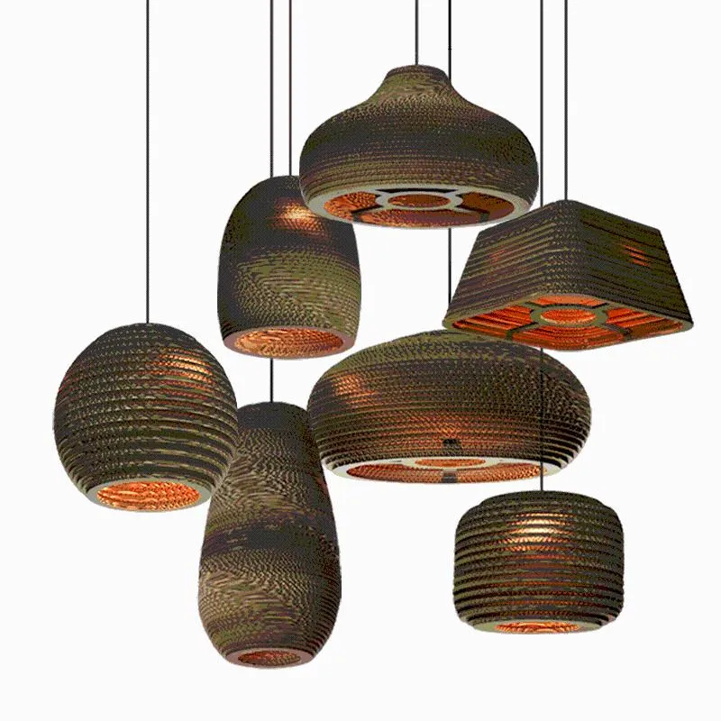 Lampy wisiork amerykańskie nagie żyrandol oświetlenie nordycka kreatywna lampa papier Luminaire Industriel Hanging Honeycomb Home Decorpendant