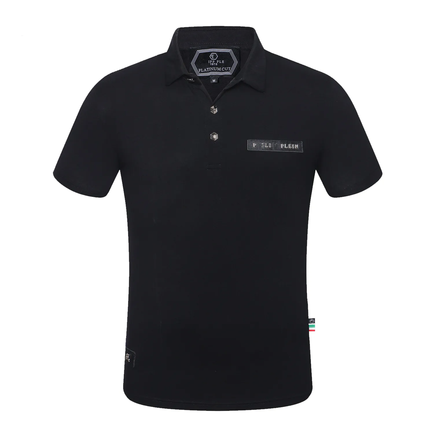 pleinxplein design 남성 폴로 셔츠 플레인 폴로 셔츠 티셔츠 라펠 코튼 슬림 심플 반소매 패션 블랙 90812
