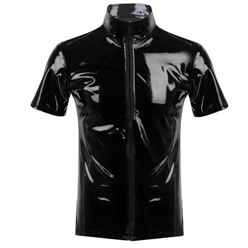 DHgate.com:Black Leather Metallic Mens T-Shirt | Unisex PVC