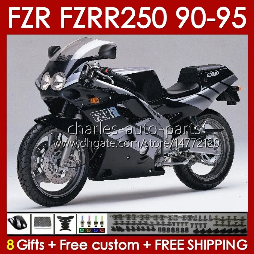 Body Kit für Yamaha FZRR FZR 250R 250RR FZR 250 glänzend schwarz FZR250R FZR-250 143No.2 FZR-250R FZR250 R RR 90 91 92 93 94 95 FZR250RR 1990 1991 1992 1993 1994 1995 Verkleidung